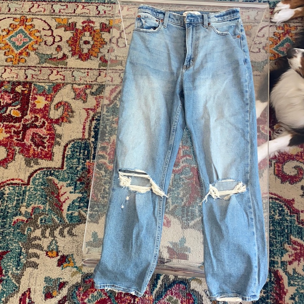 High rise ankle straight leg jean